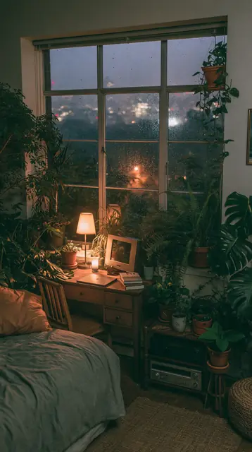 Rainy night bedrooms · Cinematic 4 — free cinematic lofi background, rainy night bedrooms