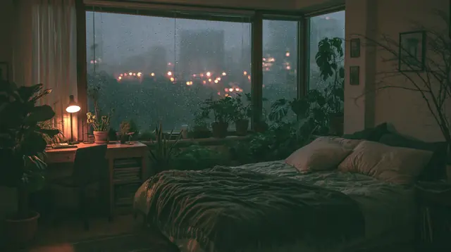 Rainy night bedrooms · Cinematic 6 — free cinematic lofi background, rainy night bedrooms