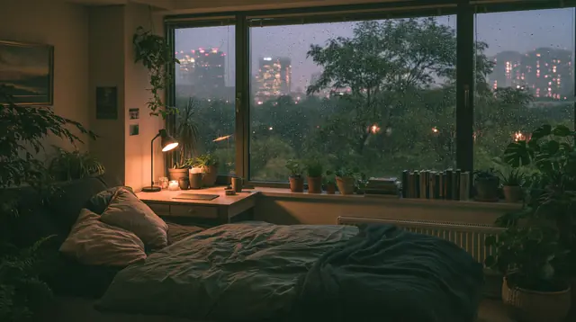 Rainy night bedrooms · Cinematic 8 — free cinematic lofi background, rainy night bedrooms