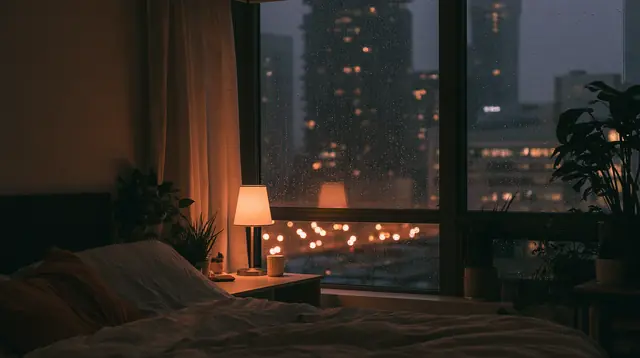 Rainy night bedrooms · Cinematic 12 — free cinematic lofi background, rainy night bedrooms