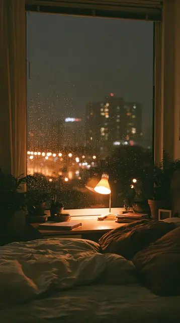 Rainy night bedrooms · Cinematic 13 — free cinematic lofi background, rainy night bedrooms