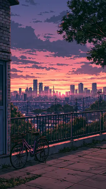 Rooftops at dusk · Lofi anime 3 — free lofi anime lofi background, rooftops at dusk