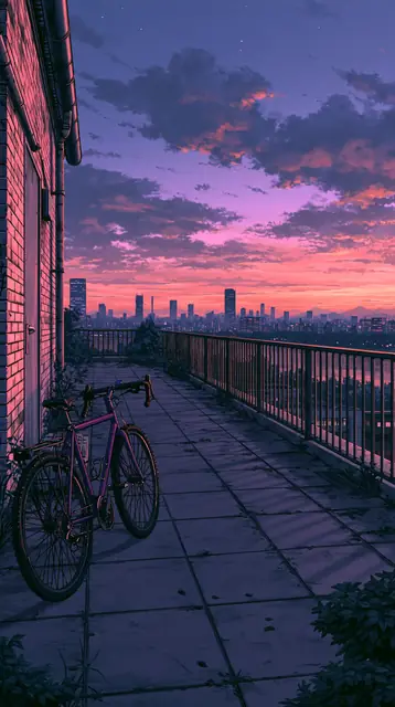 Rooftops at dusk · Moody cartoon 4 — free moody cartoon lofi background, rooftops at dusk